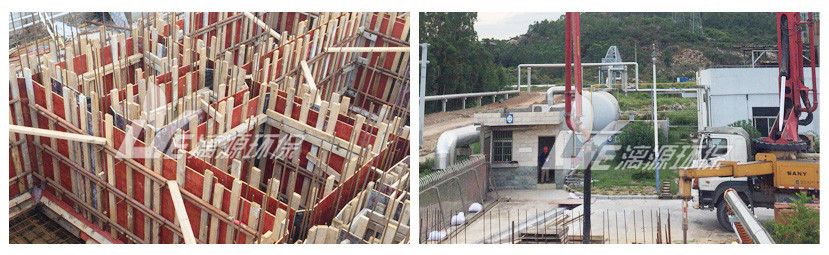 珠?；U水處理工程土建施工現(xiàn)場