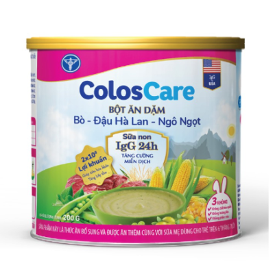 Bột ăn dặm Nutricare ColosCare bổ sung sữa non IgG24h - vị bò đậu hà lan ngô ngọt (200g)